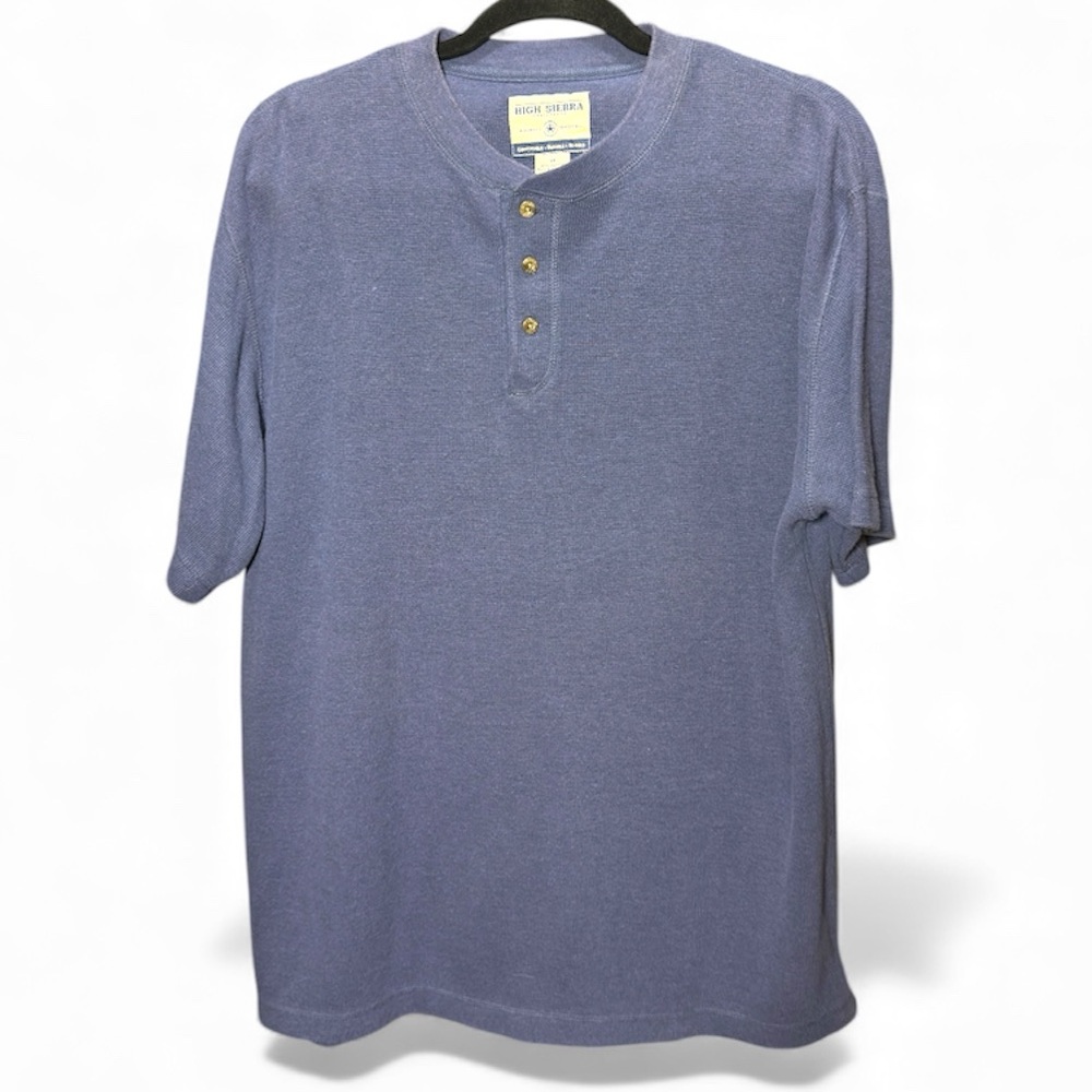 High Sierra casual 3-button blue gray  henley shirt Men’s size medium | ah